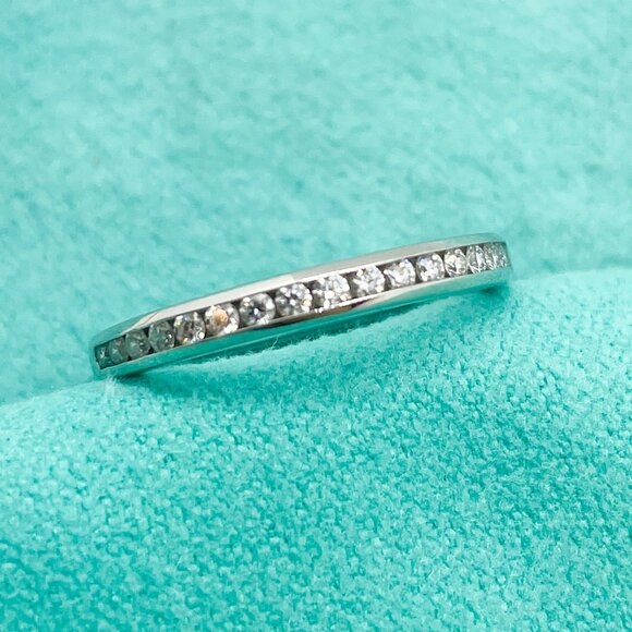 Tiffany & Co Platinum Diamond Channel 2mm Half Circle Wedding Band Size 4.75 - Picture 5 of 16